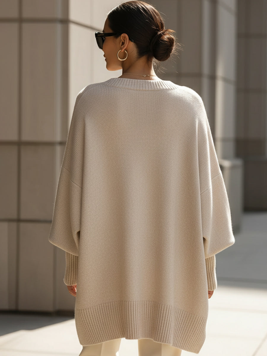 Yvette – Oversized Draped Asymmetric Knit Jumper