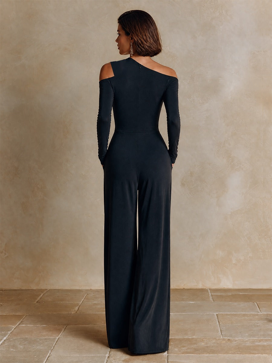 Madeleine – Asymmetric Draped Wide-Leg Jumpsuit