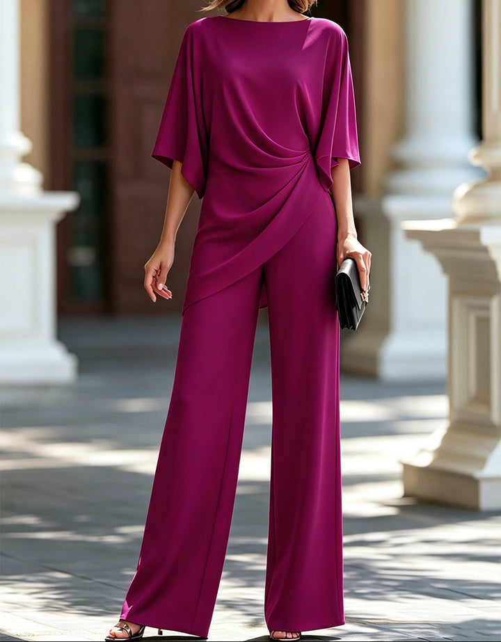 Mabel – Draped Waist Wide-Leg Jumpsuit