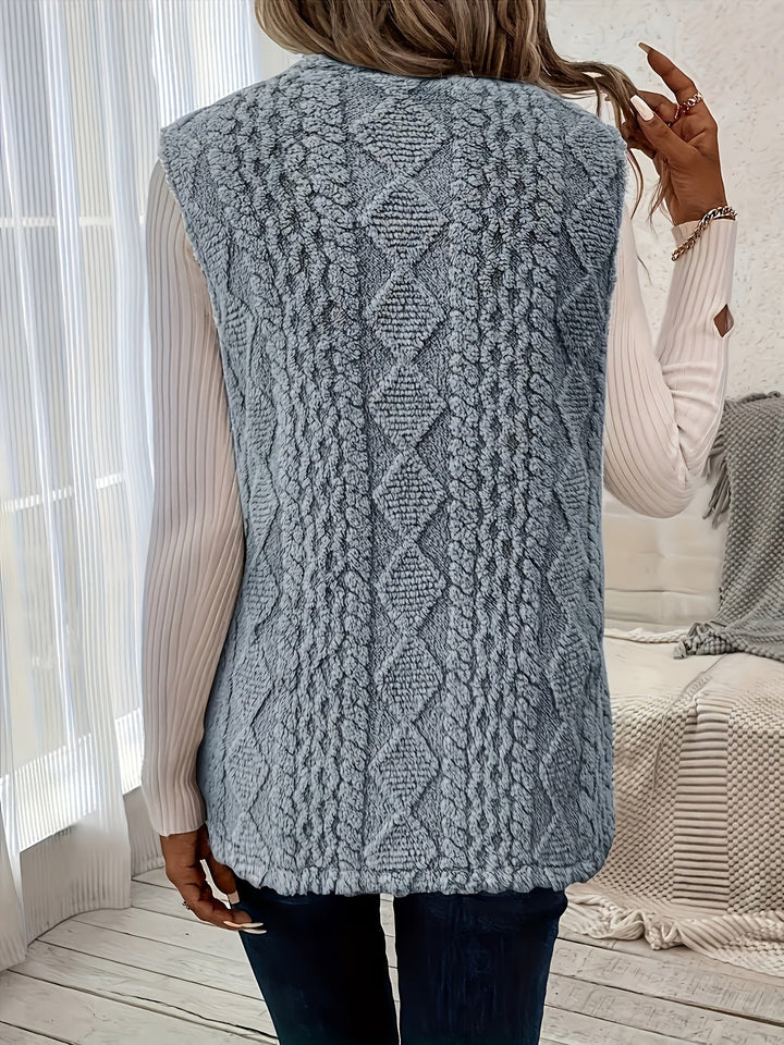 Mairead – Longline Sherpa-Effect Sleeveless Waistcoat