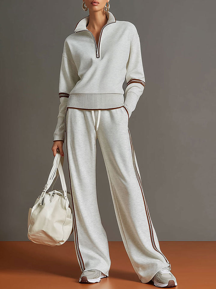 Carol – Zip Collar Top and Wide-Leg Set
