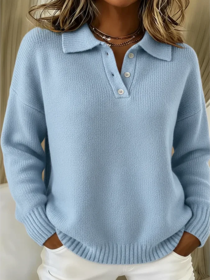 Perpetua – Relaxed Polo Collar Knit Jumper