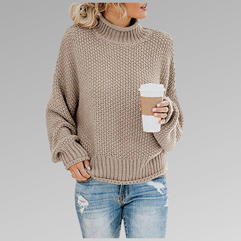 Saoirse – Chunky Knit Polo Neck Jumper
