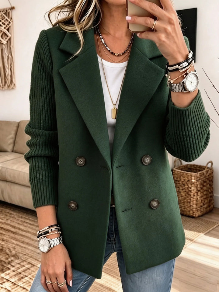 Doris – Double-Breasted Blazer with Ribbed Sleeves