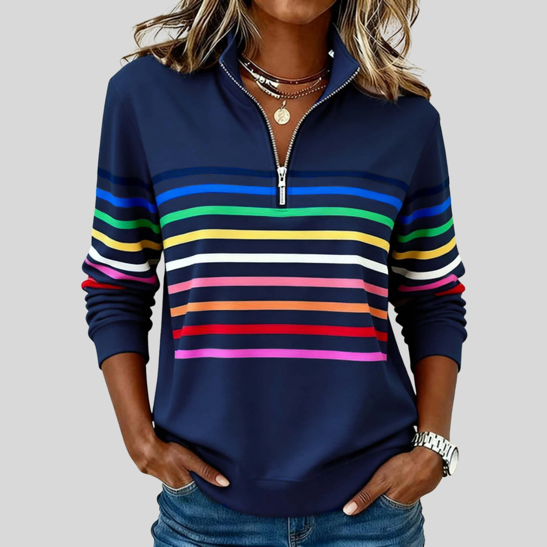 Imelda – Striped Quarter-Zip Sweatshirt