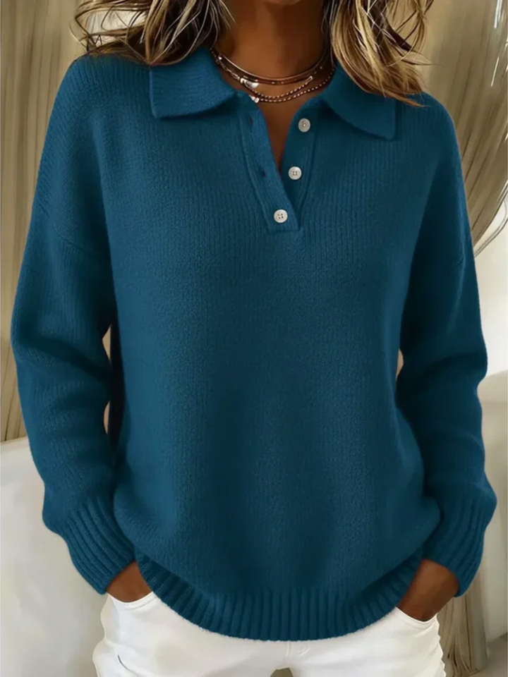 Perpetua – Relaxed Polo Collar Knit Jumper