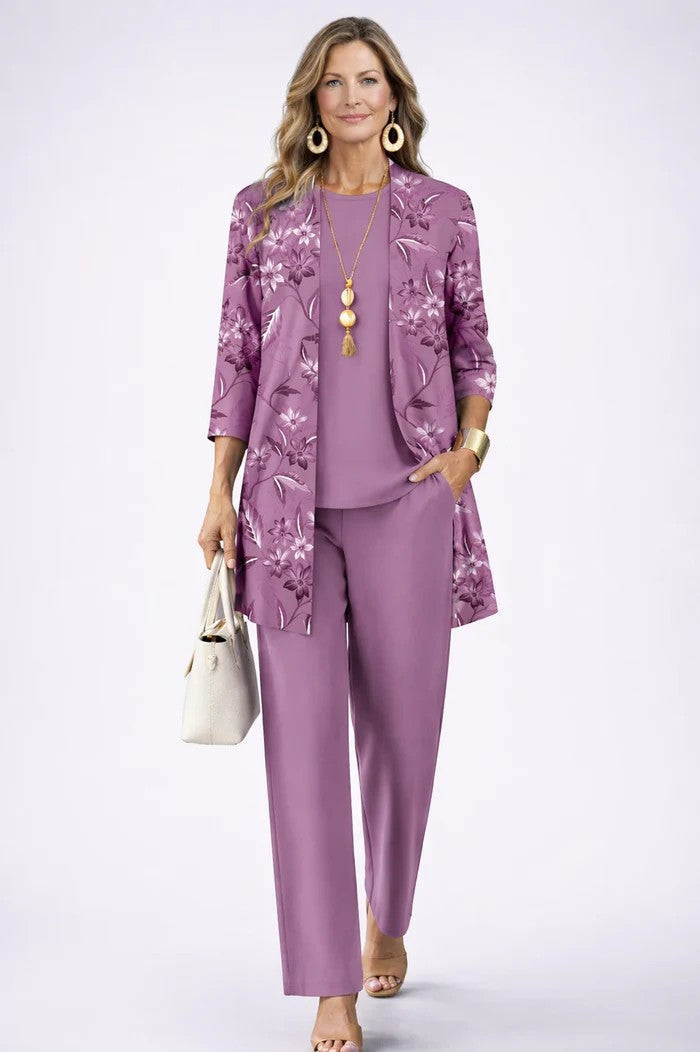Marilyn – Relaxed Leaf Print Three-Piece Set