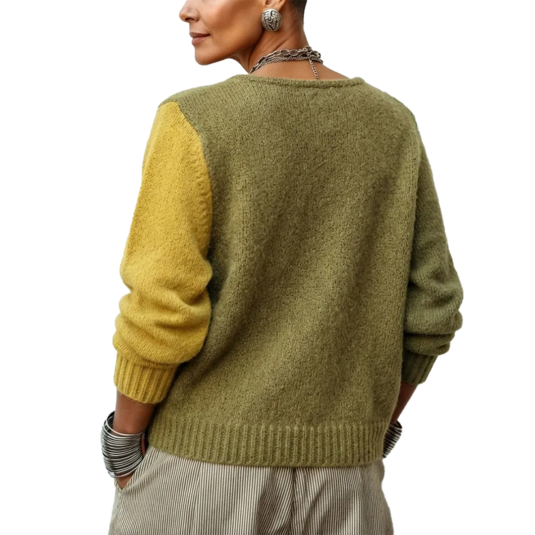 Rosemary – Asymmetric Colour Block Knit Cardigan