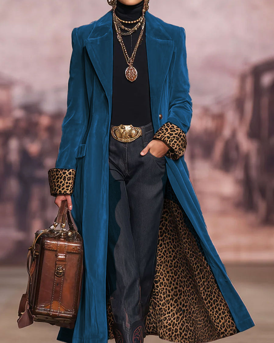 Marguerite – Long Velvet-Look Tailored Coat