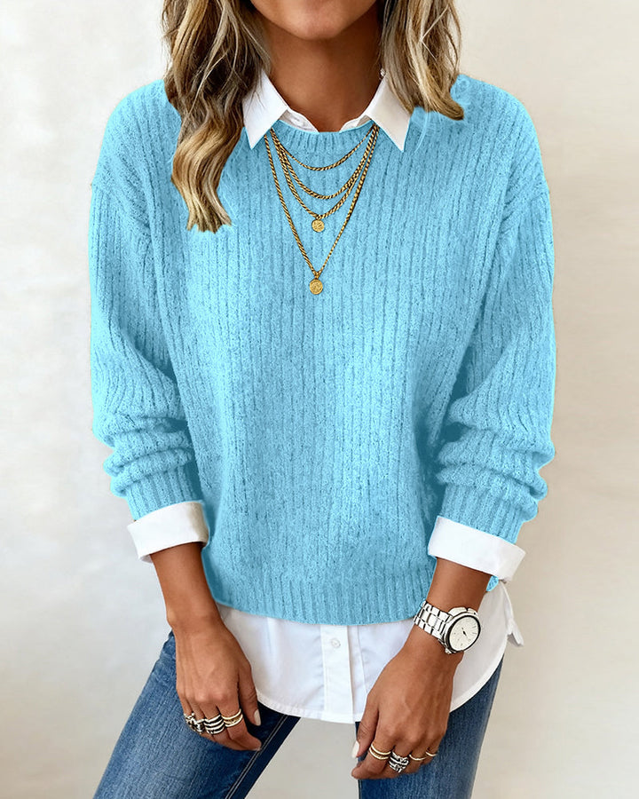 Miranda – Ribbed Knit Two-Faux-Piece Jumper