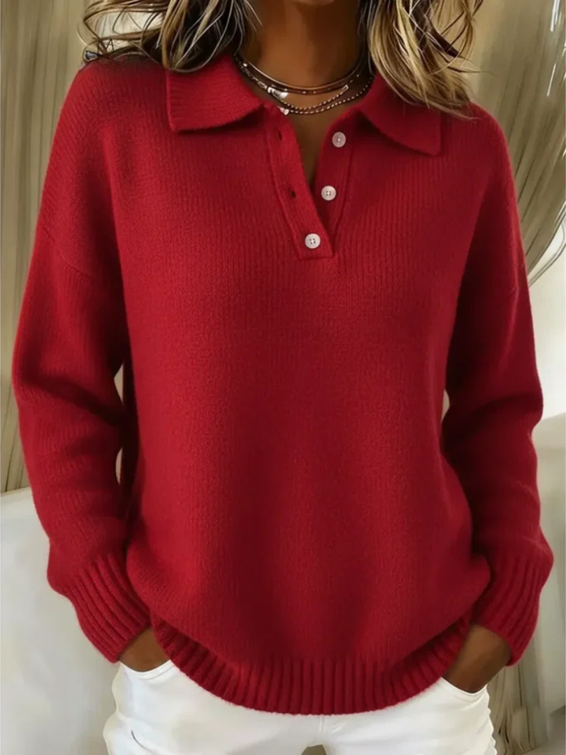 Perpetua – Relaxed Polo Collar Knit Jumper