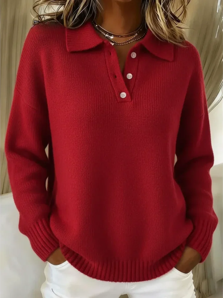 Perpetua – Relaxed Polo Collar Knit Jumper