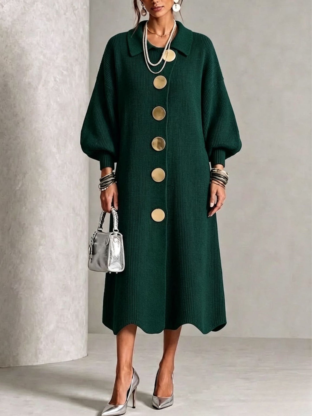 Lettie – Knit Button-Down Midi Dress