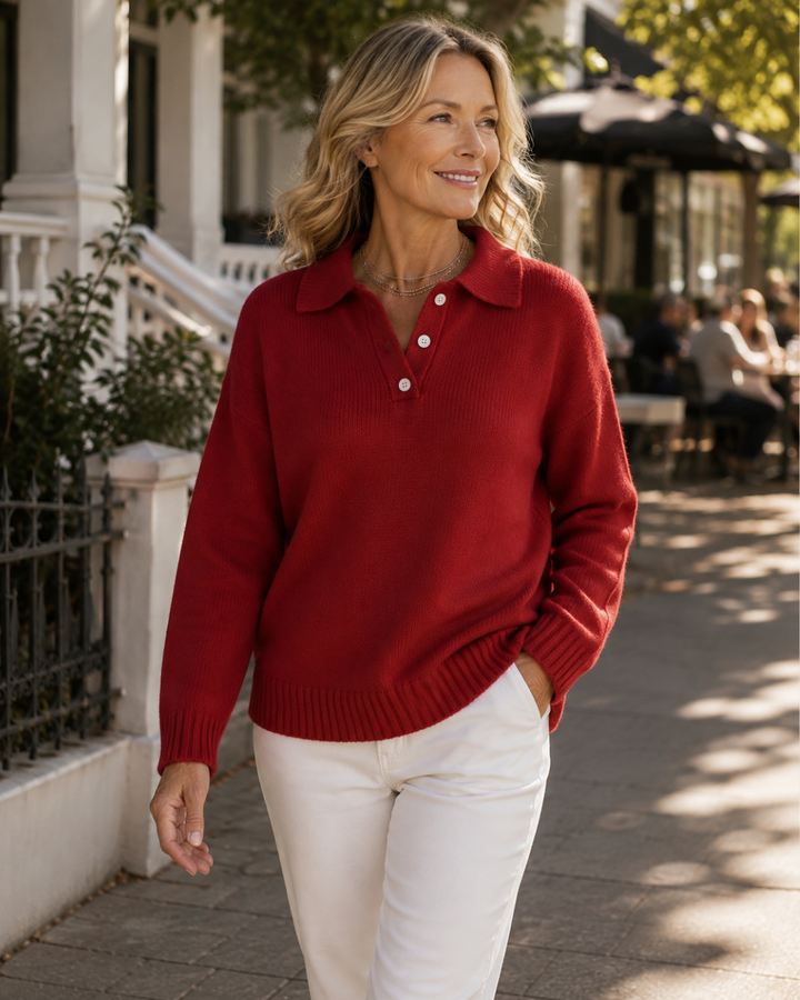 Perpetua – Relaxed Polo Collar Knit Jumper