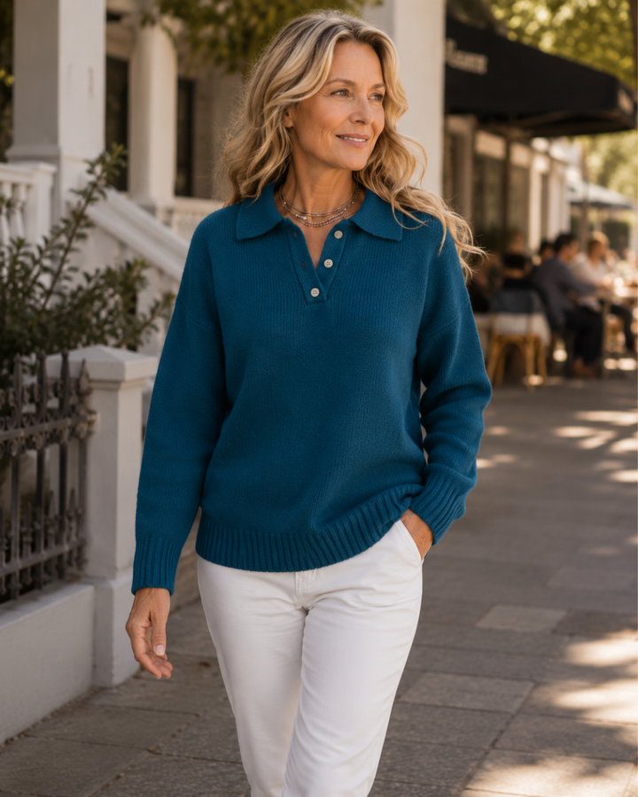 Perpetua – Relaxed Polo Collar Knit Jumper