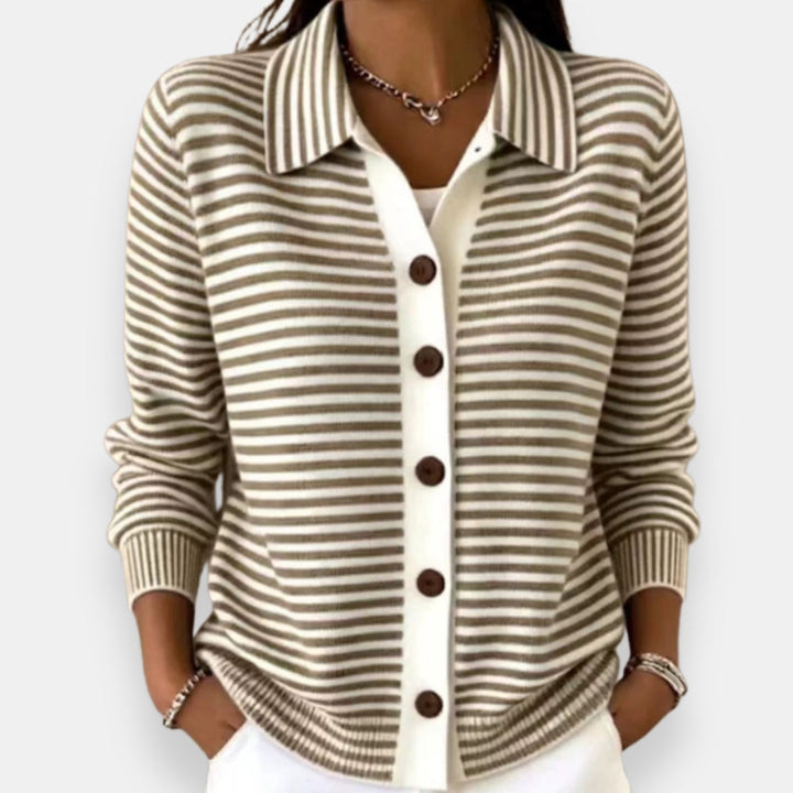 Sorcha – Striped Collared Button-Down Cardigan