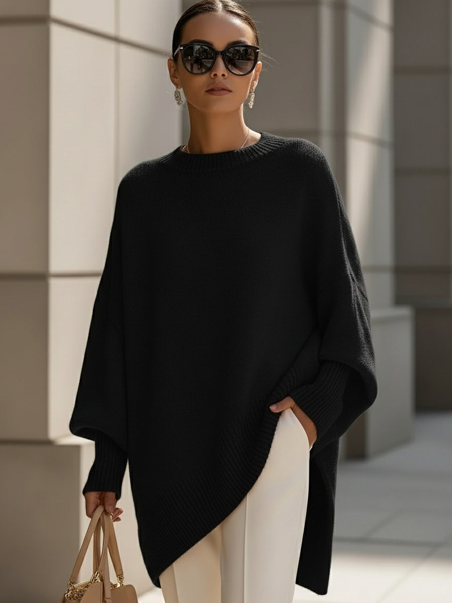 Yvette – Oversized Draped Asymmetric Knit Jumper