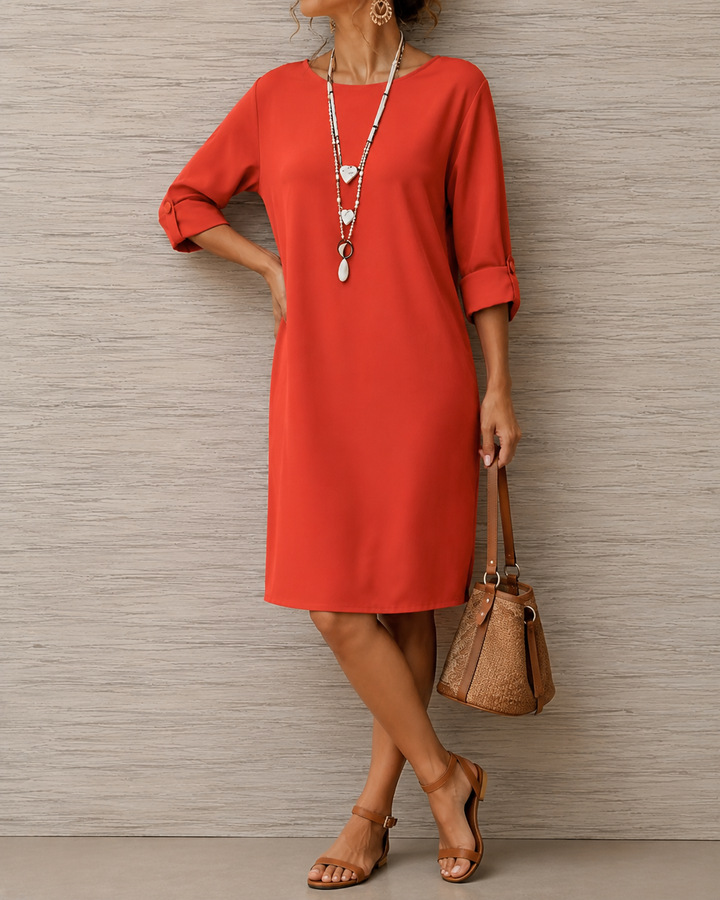 Halina – Relaxed Midi Dress with Side Pockets