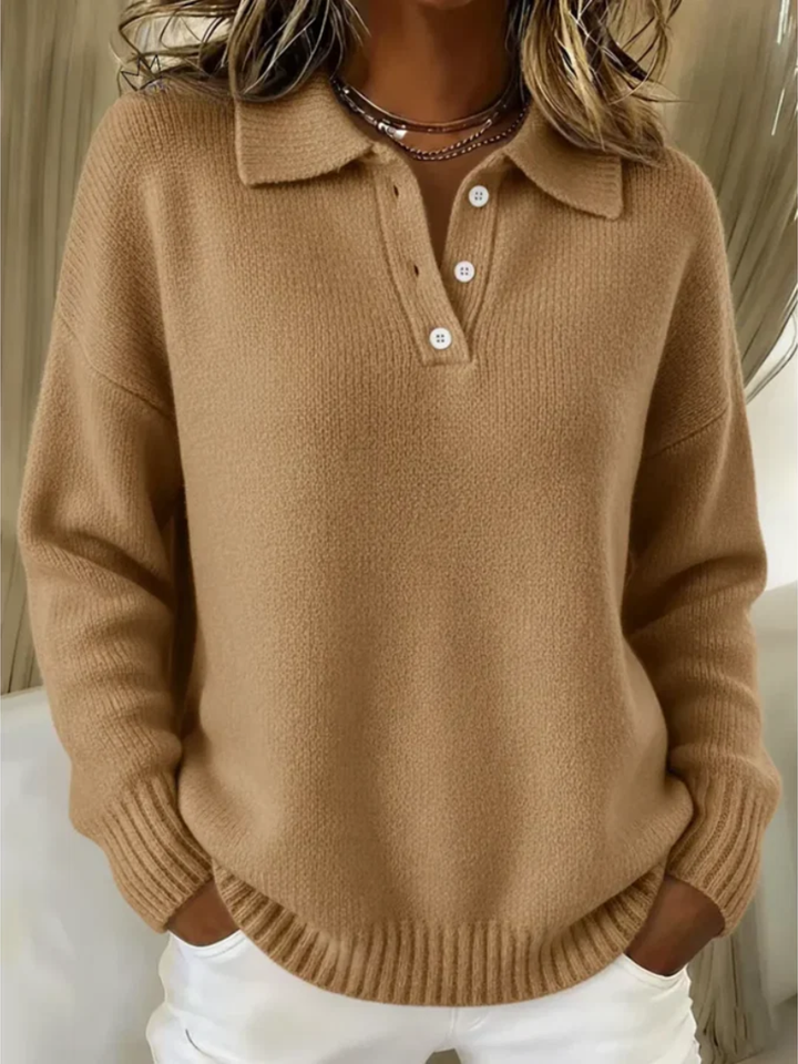 Perpetua – Relaxed Polo Collar Knit Jumper
