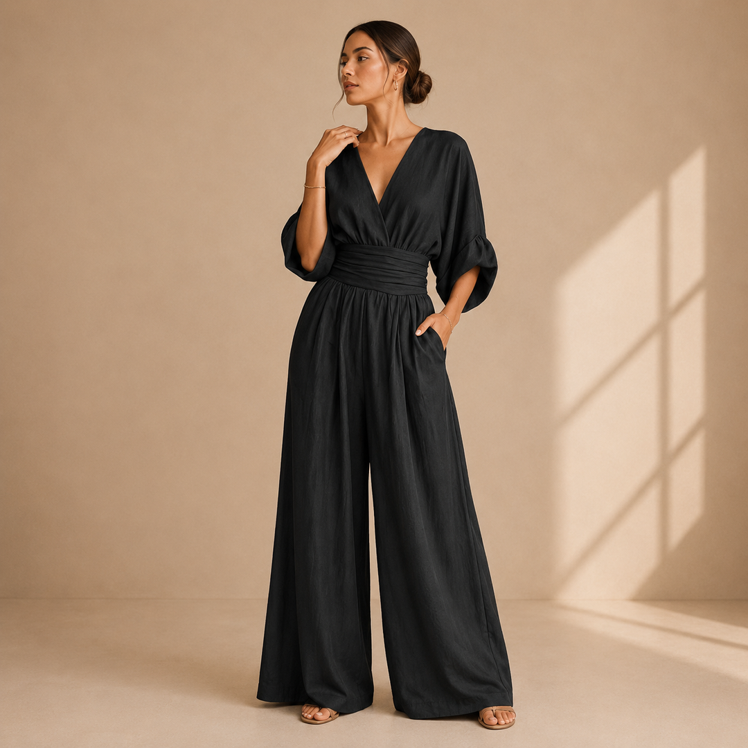 Saskia – Wide-Leg Wrap Jumpsuit