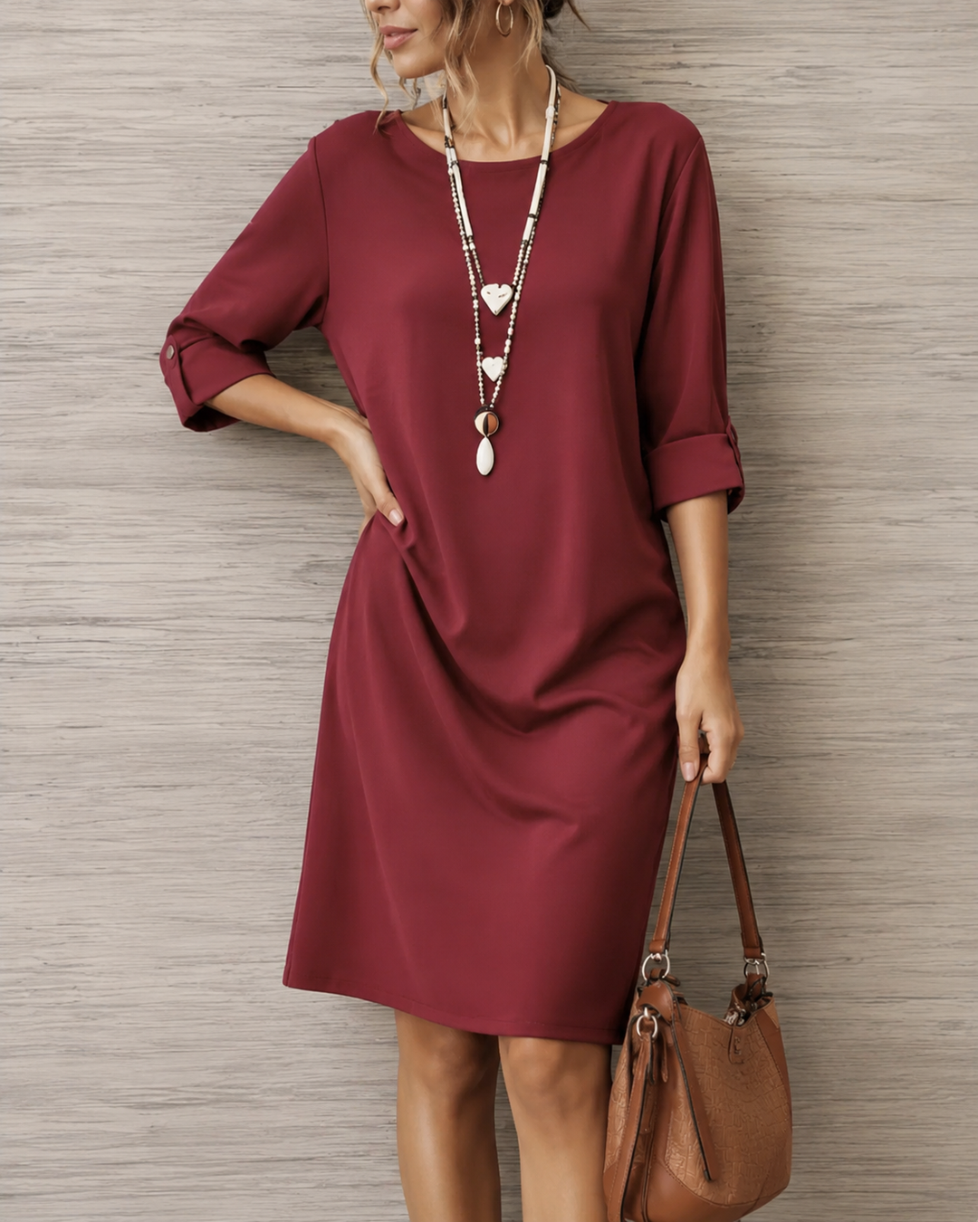 Halina – Relaxed Midi Dress with Side Pockets