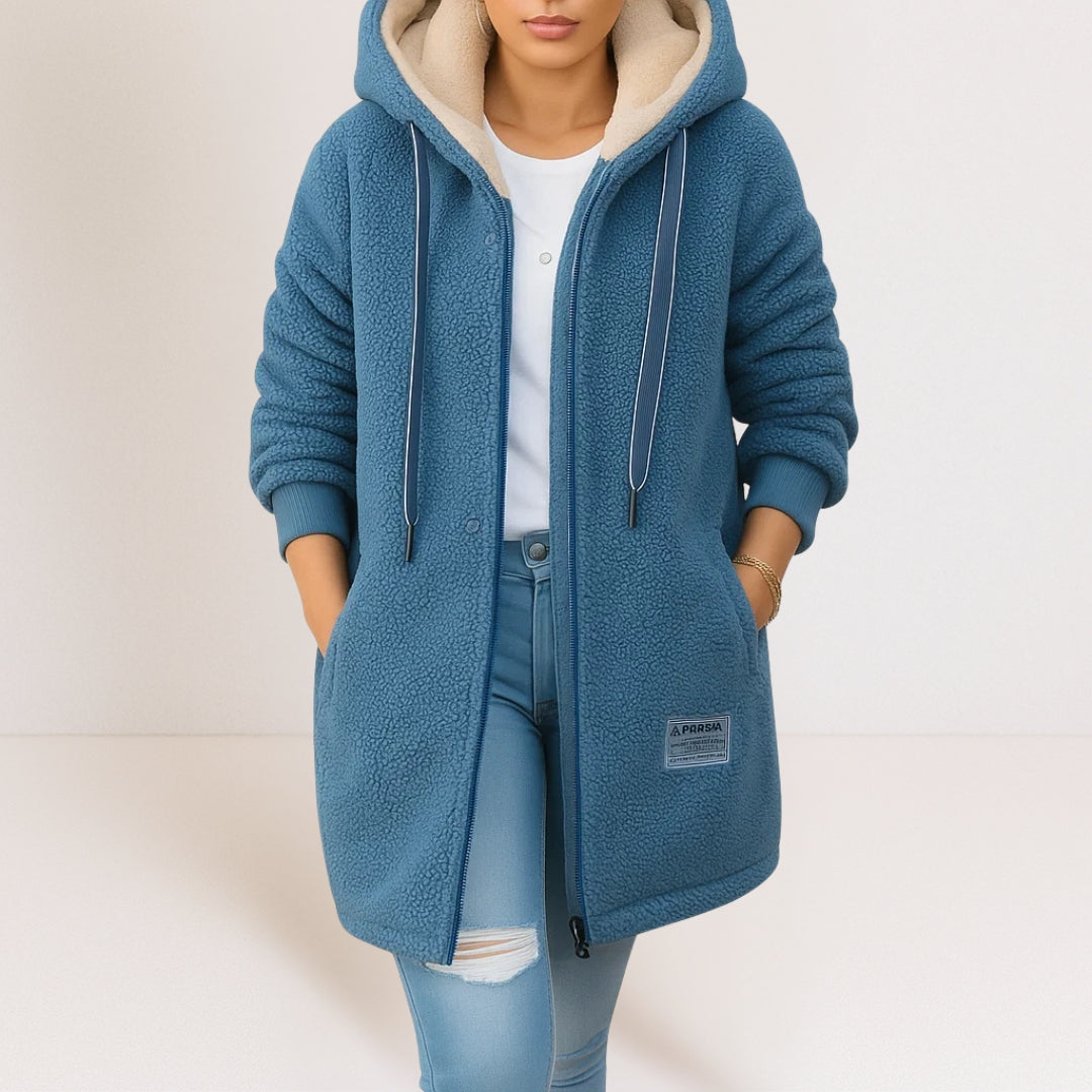 Geraldine – Longline Hooded Teddy Coat