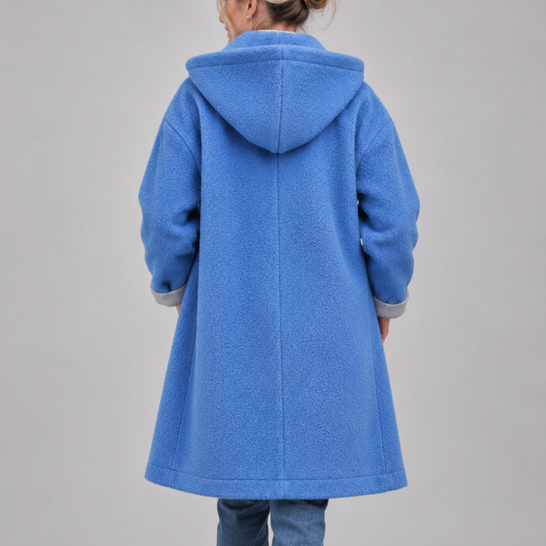 Lavinia – Hooded Button-Front Textured Coat
