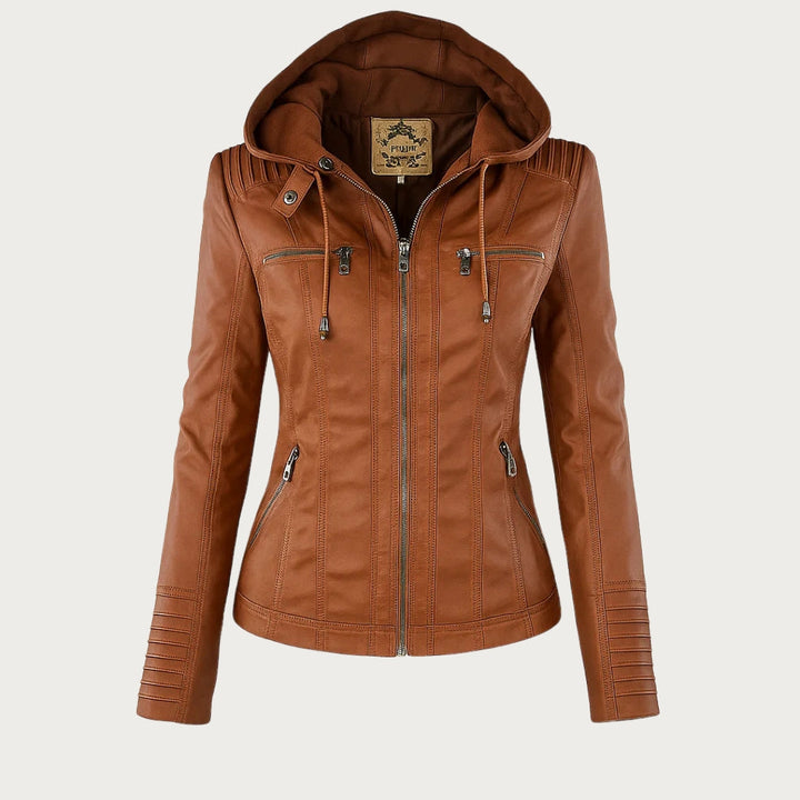 Ceridwen – Hooded Biker Jacket with Zip Detail
