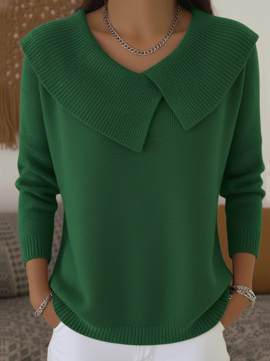 Yvonne – Knit Jumper with Fold-Over Collar