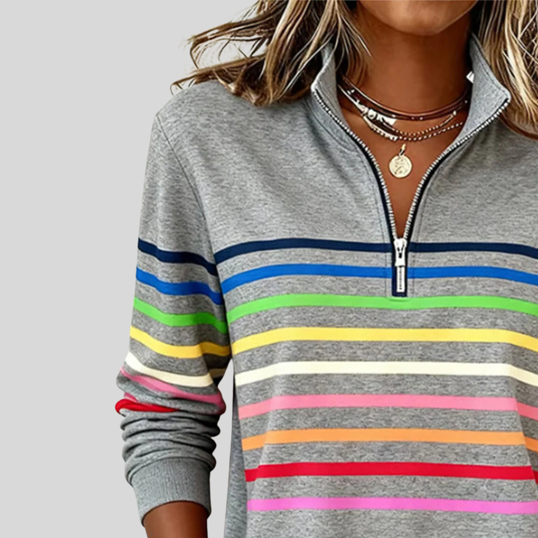 Imelda – Striped Quarter-Zip Sweatshirt
