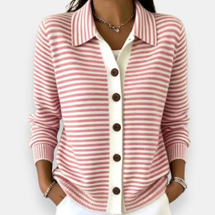 Joan – Striped Button-Front Knit Cardigan