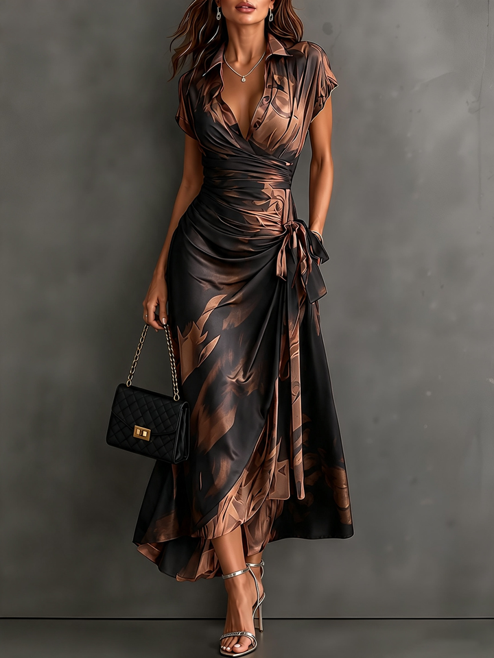 Nerys – Abstract Print Wrap Maxi Dress