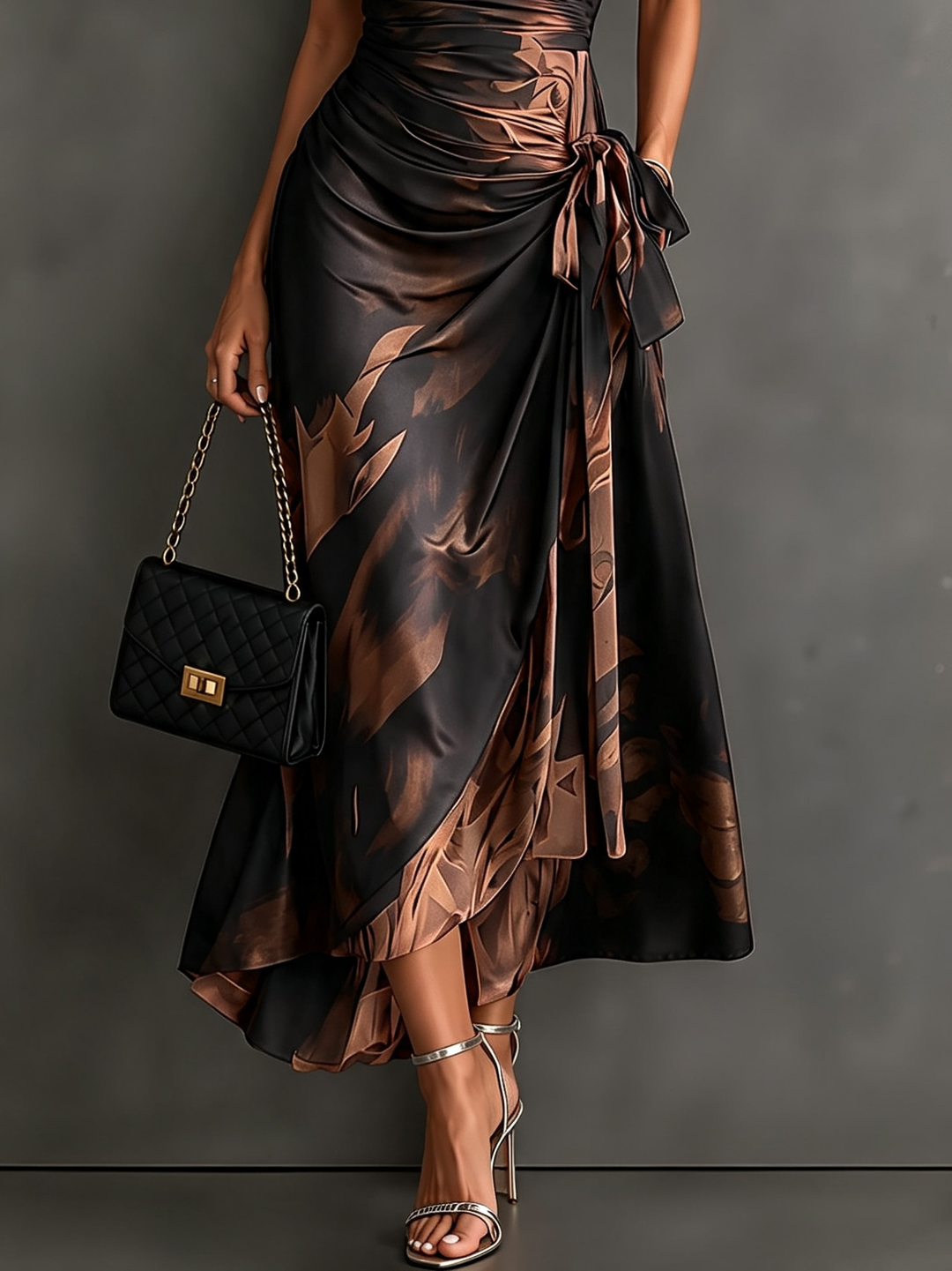 Nerys – Abstract Print Wrap Maxi Dress