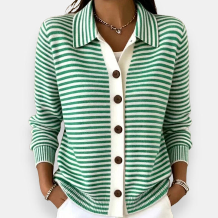 Sorcha – Striped Collared Button-Down Cardigan