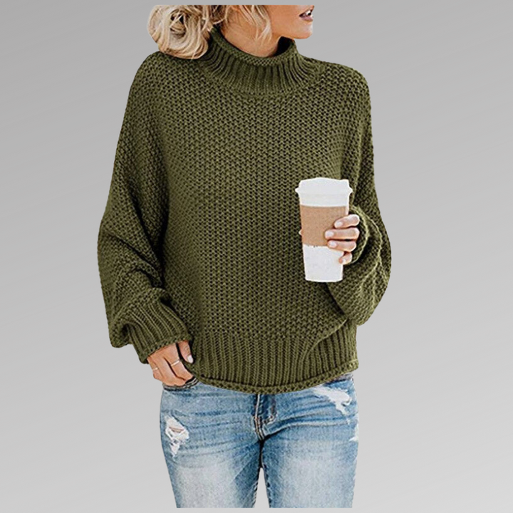 Saoirse – Chunky Knit Polo Neck Jumper