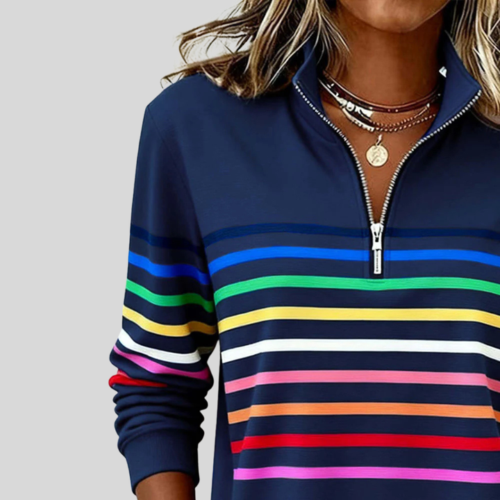 Imelda – Striped Quarter-Zip Sweatshirt