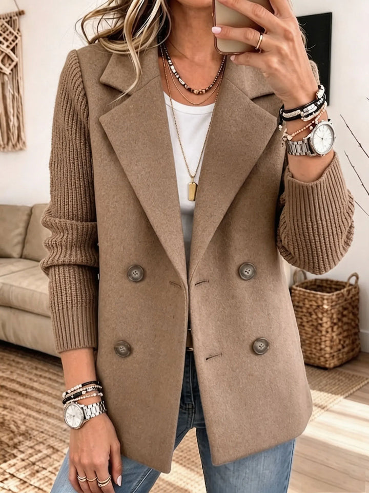 Doris – Double-Breasted Blazer with Ribbed Sleeves
