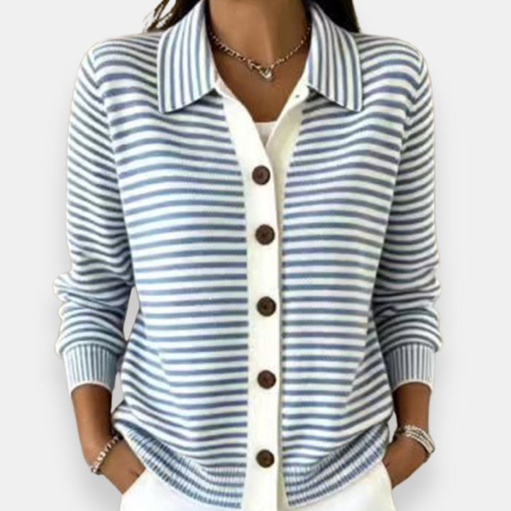 Sorcha – Striped Collared Button-Down Cardigan