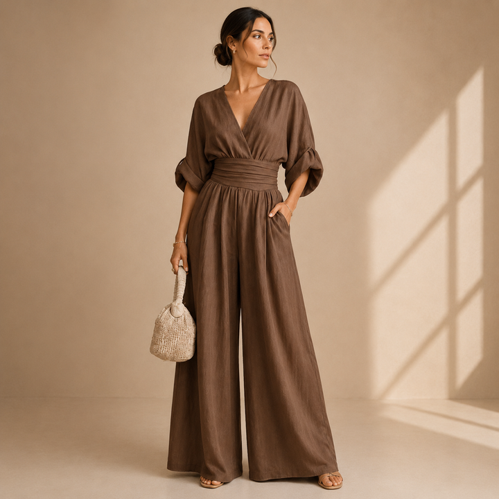 Saskia – Wide-Leg Wrap Jumpsuit