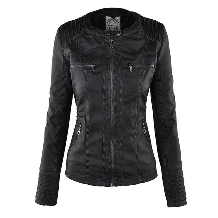 Ceridwen – Hooded Biker Jacket with Zip Detail