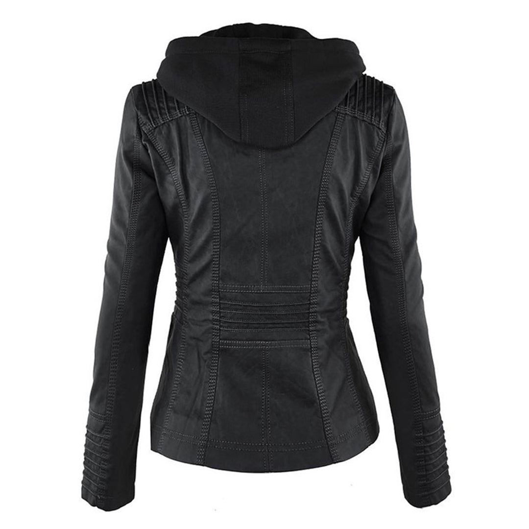 Ceridwen – Hooded Biker Jacket with Zip Detail