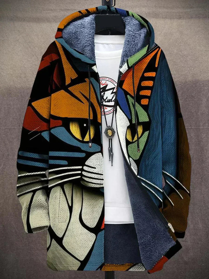 Kay – Fleece-Lined Geometric Print Hoodie