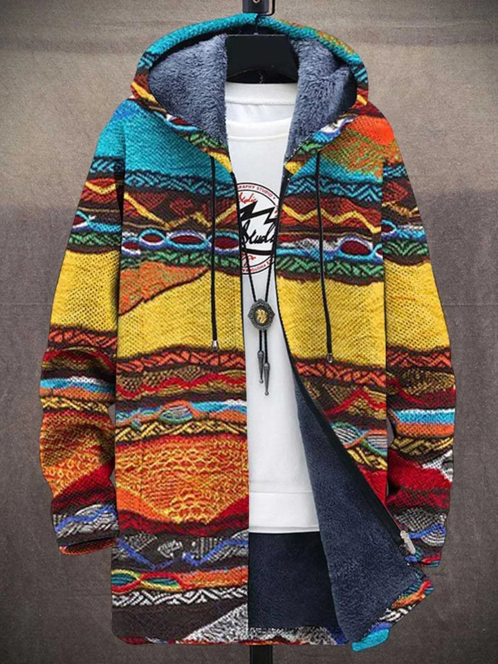 Kay – Fleece-Lined Geometric Print Hoodie