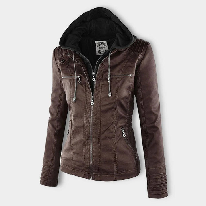 Ceridwen – Hooded Biker Jacket with Zip Detail