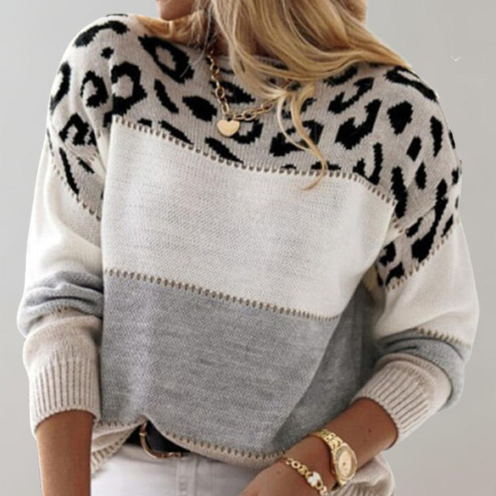 Barbara – Leopard Panel Knit Jumper
