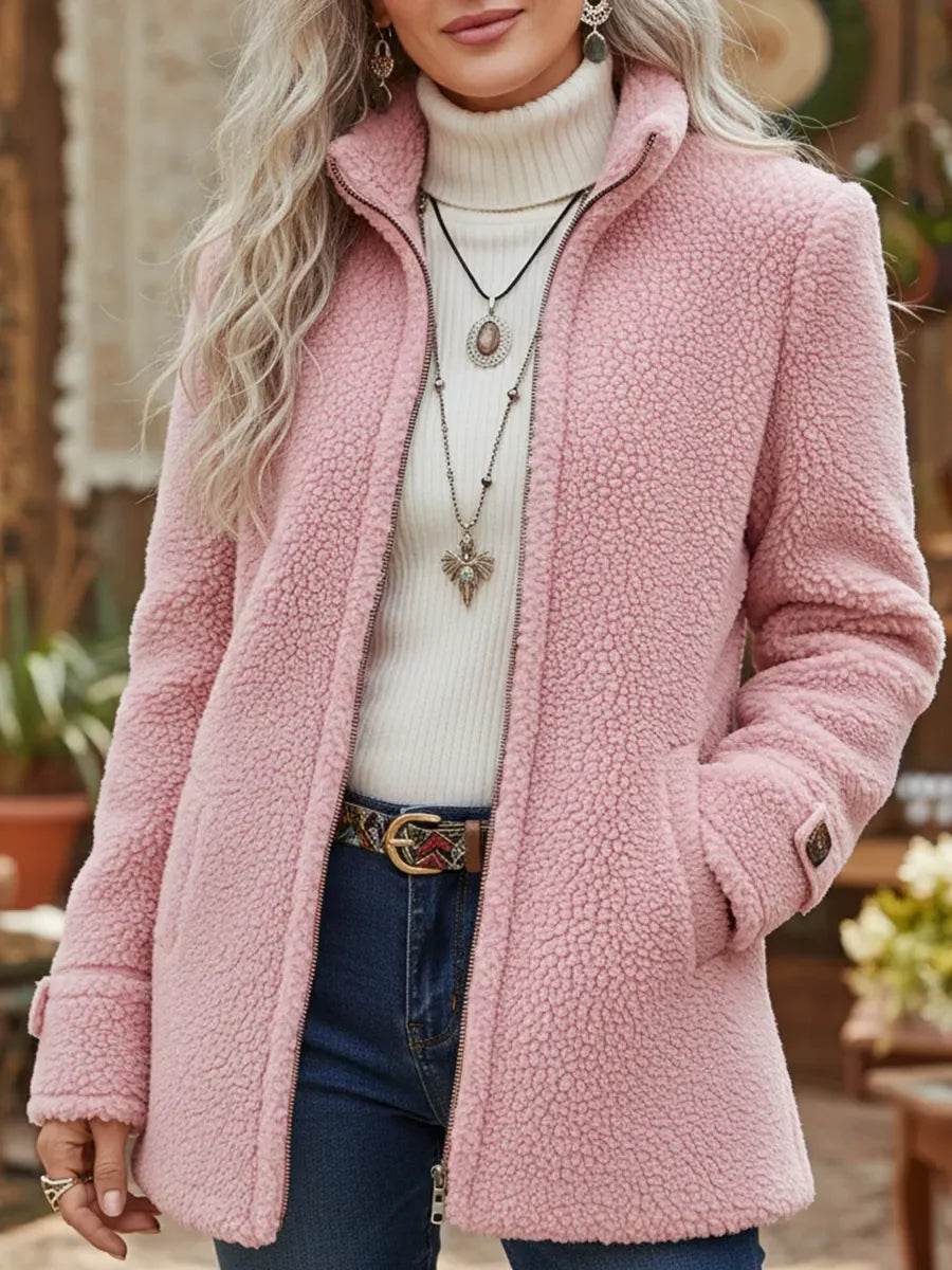 Lois – Sherpa-Texture Full Zip Fleece Jacket