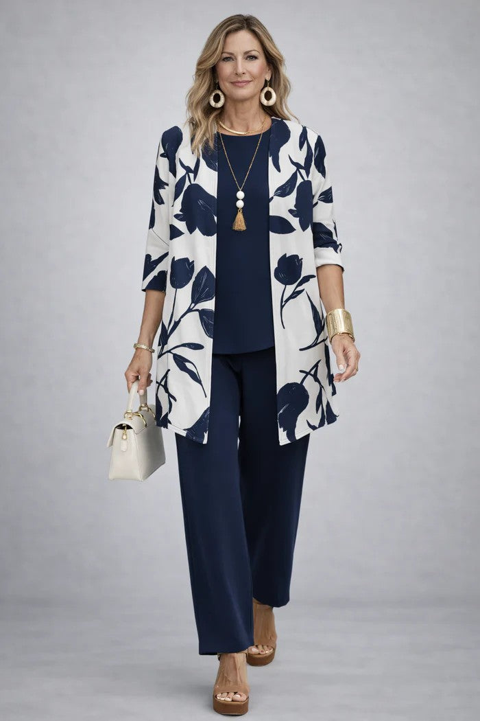 Marilyn – Relaxed Leaf Print Three-Piece Set
