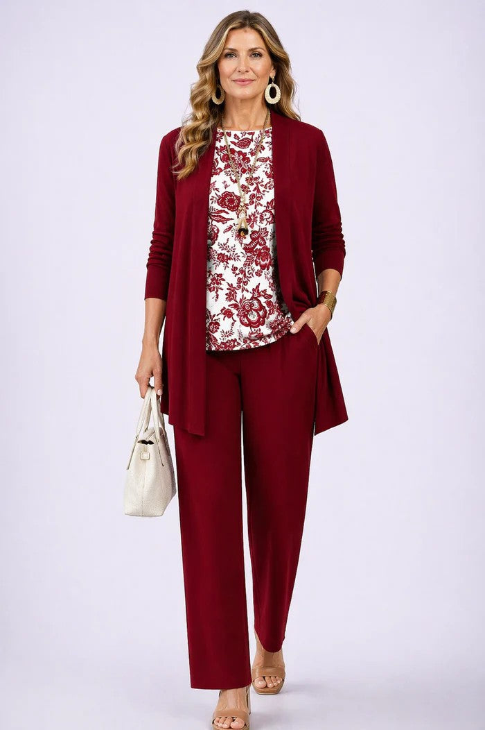 Marilyn – Relaxed Leaf Print Three-Piece Set