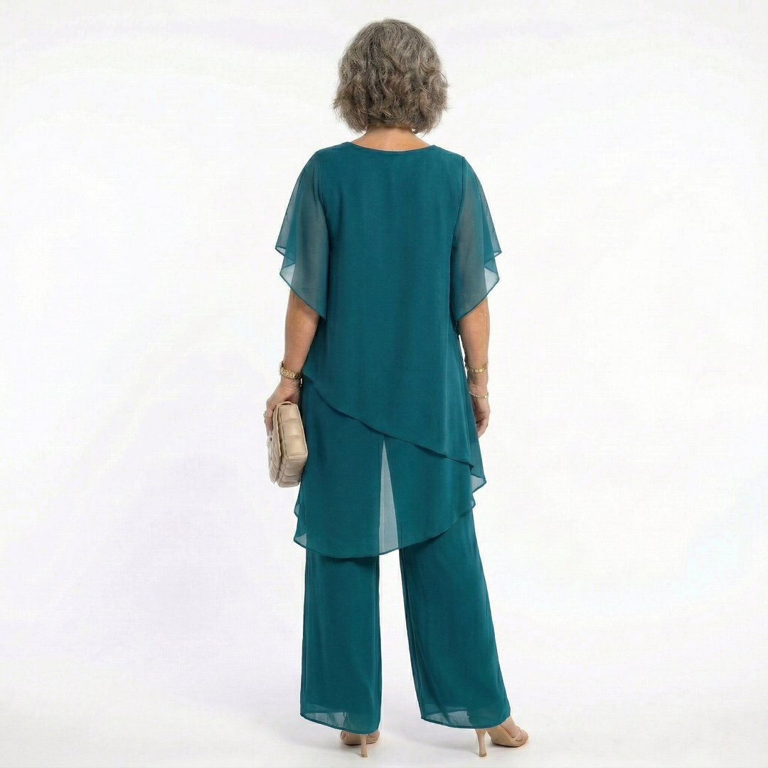 Jemima – Tiered Chiffon-Look Tunic and Trouser Set