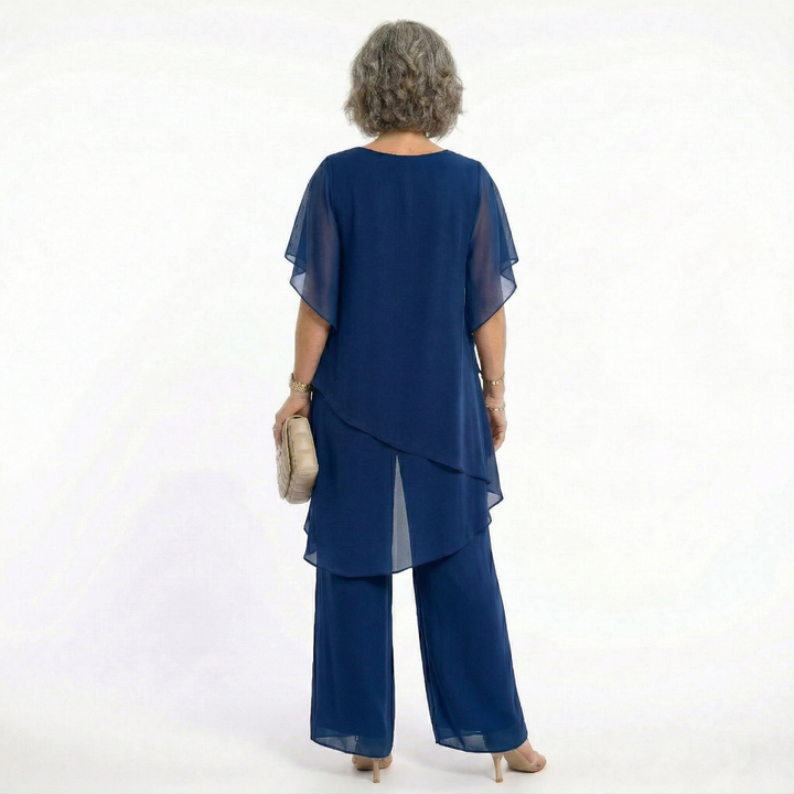 Jemima – Tiered Chiffon-Look Tunic and Trouser Set